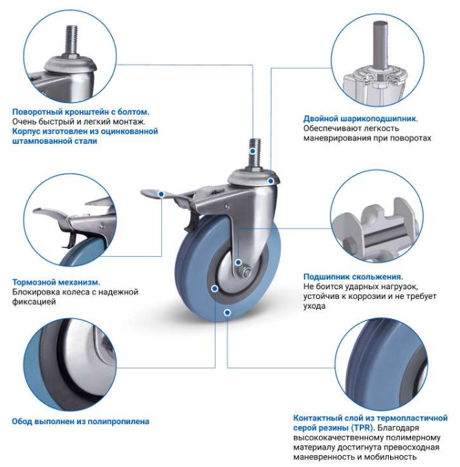 Опора поворотная СТ-4 100 мм со стопором купить в Уфе Опора поворотная СТ-4 100 мм со стопором купить в Уфе