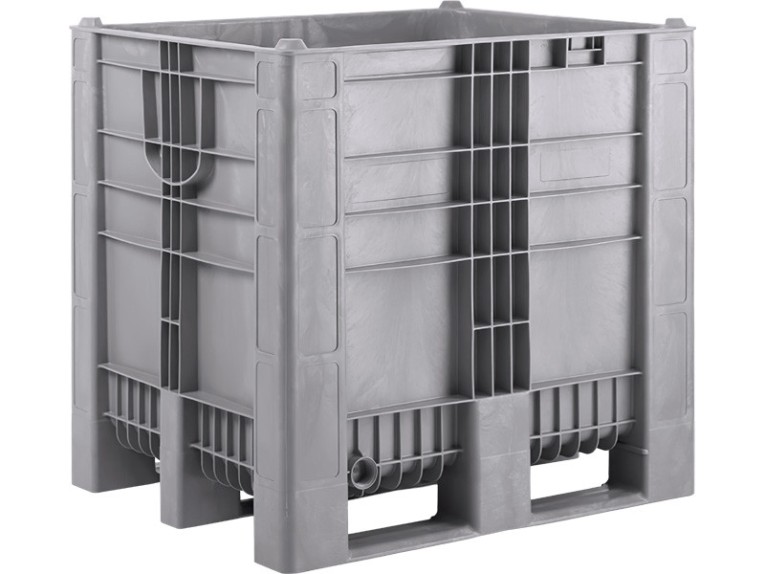BoxPallet 1200х1000х1140 сплошной, на 3-х полозьях серый купить в Уфе