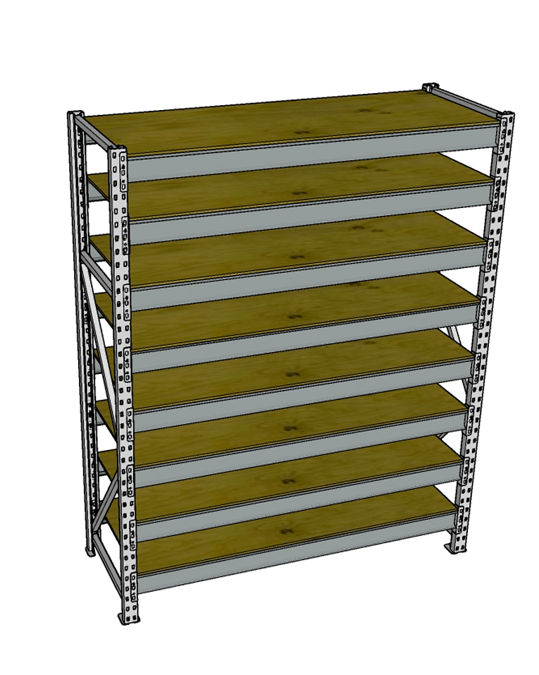 Стеллаж грузовой СГР 3000x1200x400 8 полок (фанера) купить в Уфе