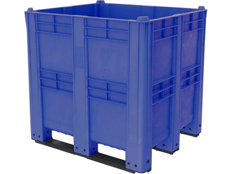 BoxPallet 1300х1150х1250 сплошной, на 3 полозьях синий купить в Уфе