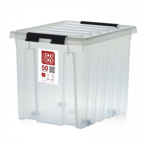 Контейнер Rox Box Original 50 (500х390х390 мм с крышкой и клипсами, на роликах, прозрачный) купить в Уфе