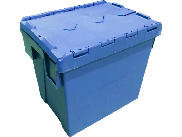 Ящик 400х300х356 сплошной, с крышкой синий купить в Уфе