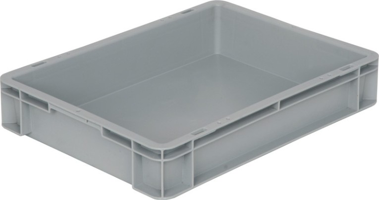 Ящик 400х300х75 сплошной, без ручек, гладкое дно, серый B-4375 купить в Уфе