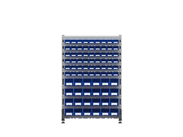 Стеллаж для пластиковых лотков SORTEX односторонний 1500x1000x450.04 купить в Уфе Стеллаж для пластиковых лотков SORTEX односторонний 1500x1000x450.04 купить в Уфе