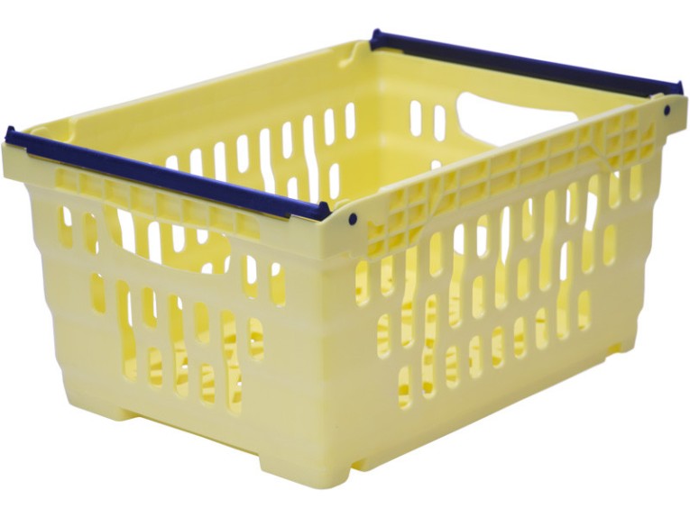 Ящик 400х300х200 со складываемыми ручками жёлтый купить в Уфе