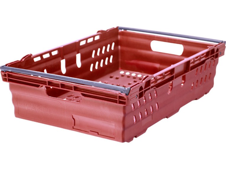 Ящик 600х400х167 со складываемыми ручками красный купить в Уфе