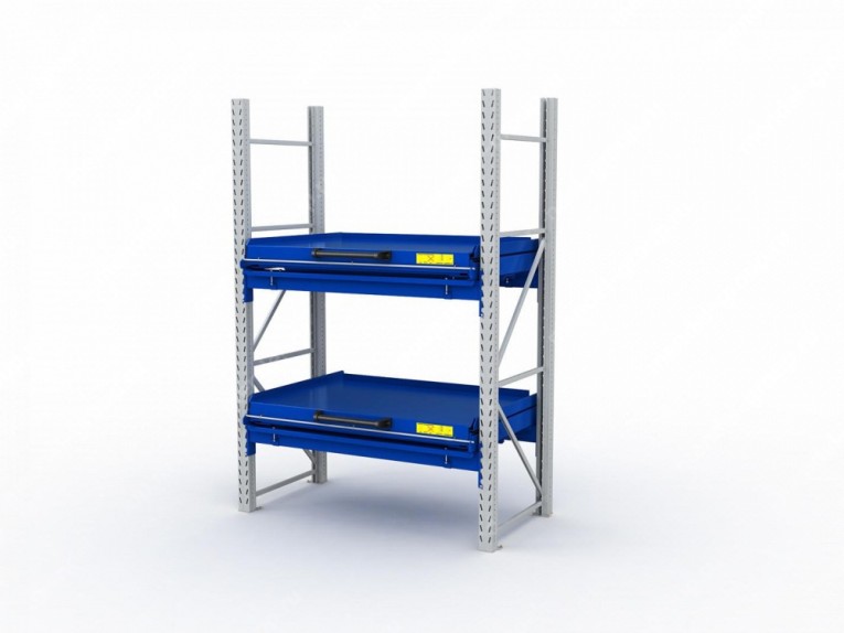 Стеллаж с выкатными платформами S-HEAVY 1000/1300 (2 яруса хранения) купить в Уфе