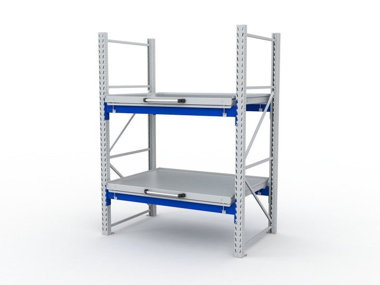 Стеллаж с выкатными платформами S-HEAVY 1000/1300 (2 яруса хранения) купить в Уфе