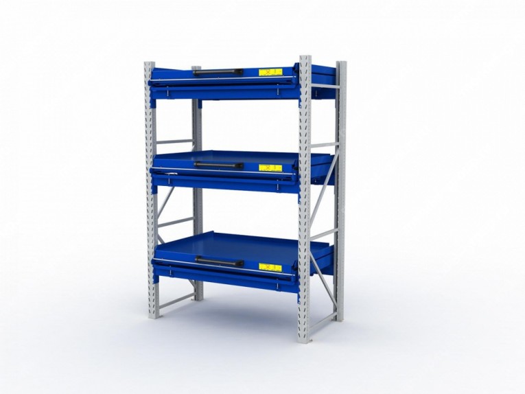 Стеллаж с выкатными платформами S-HEAVY 1000/1300 (3 яруса хранения) купить в Уфе