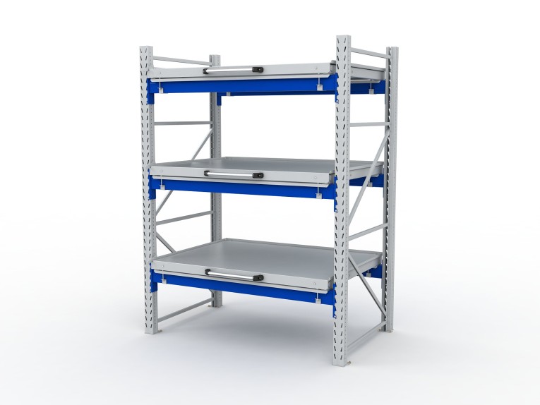 Стеллаж с выкатными платформами S-HEAVY 1000/1300 (3 яруса хранения) купить в Уфе