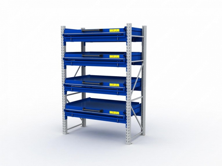 Стеллаж с выкатными платформами S-HEAVY 1000/1300 (4 яруса хранения) купить в Уфе