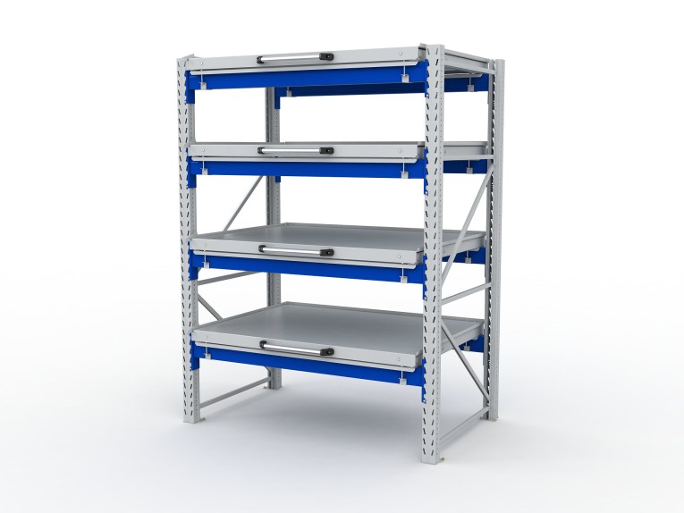Стеллаж с выкатными платформами S-HEAVY 1000/1300 (4 яруса хранения) купить в Уфе