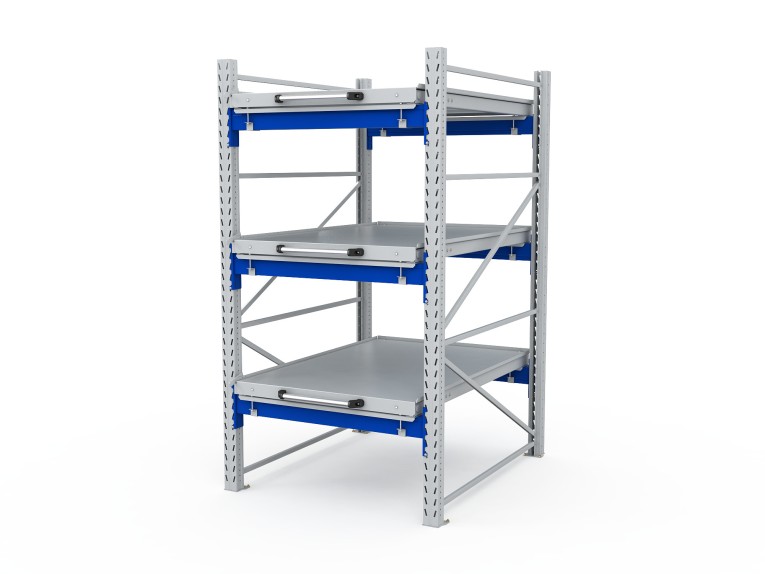 Стеллаж с выкатными платформами S-HEAVY 1000/900 (3 яруса хранения) купить в Уфе