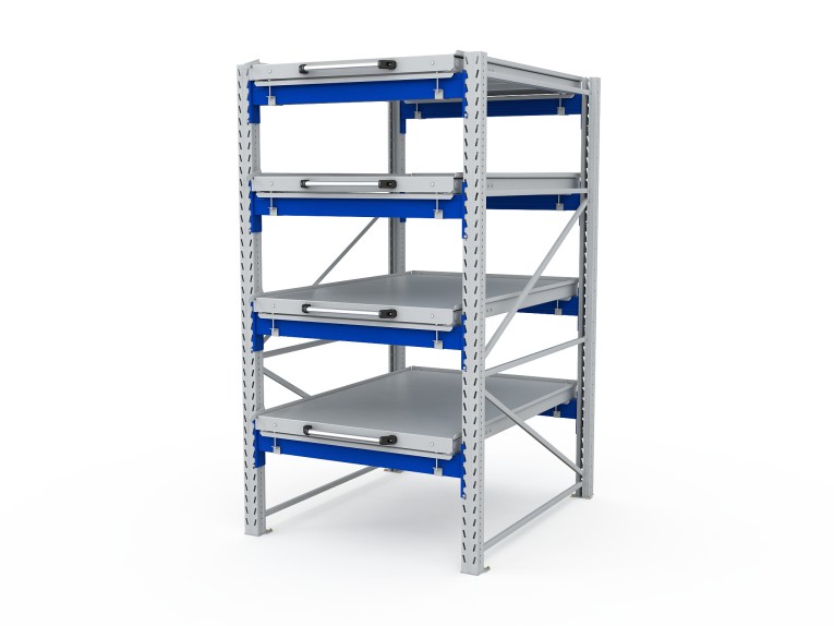 Стеллаж с выкатными платформами S-HEAVY 1000/900 (4 яруса хранения) купить в Уфе
