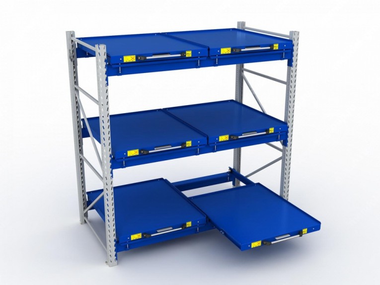 Стеллаж с выкатными платформами S-HEAVY 500 (3 яруса хранения) купить в Уфе