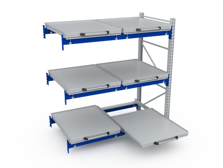 Стеллаж с выкатными платформами S-HEAVY 500 (3 яруса хранения) купить в Уфе