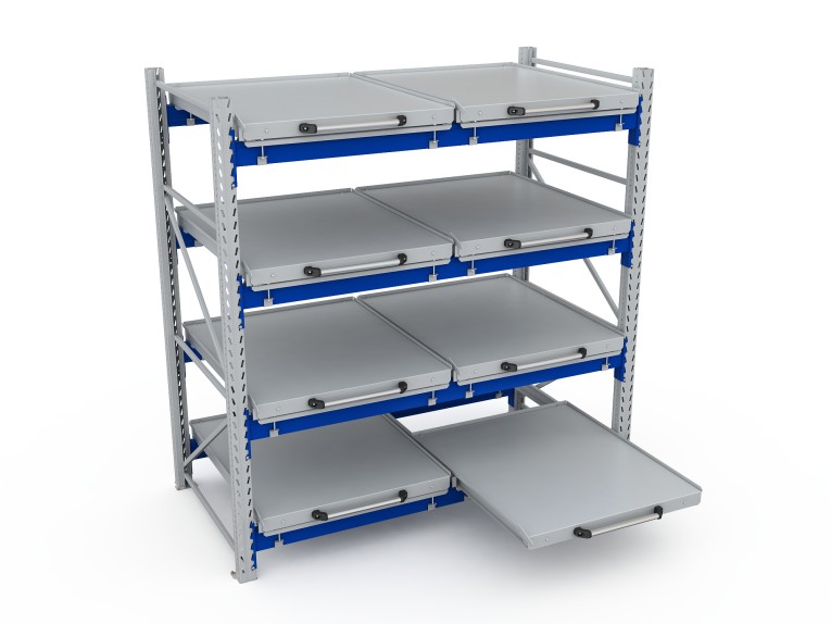 Стеллаж с выкатными платформами S-HEAVY 500 (4 яруса хранения) купить в Уфе